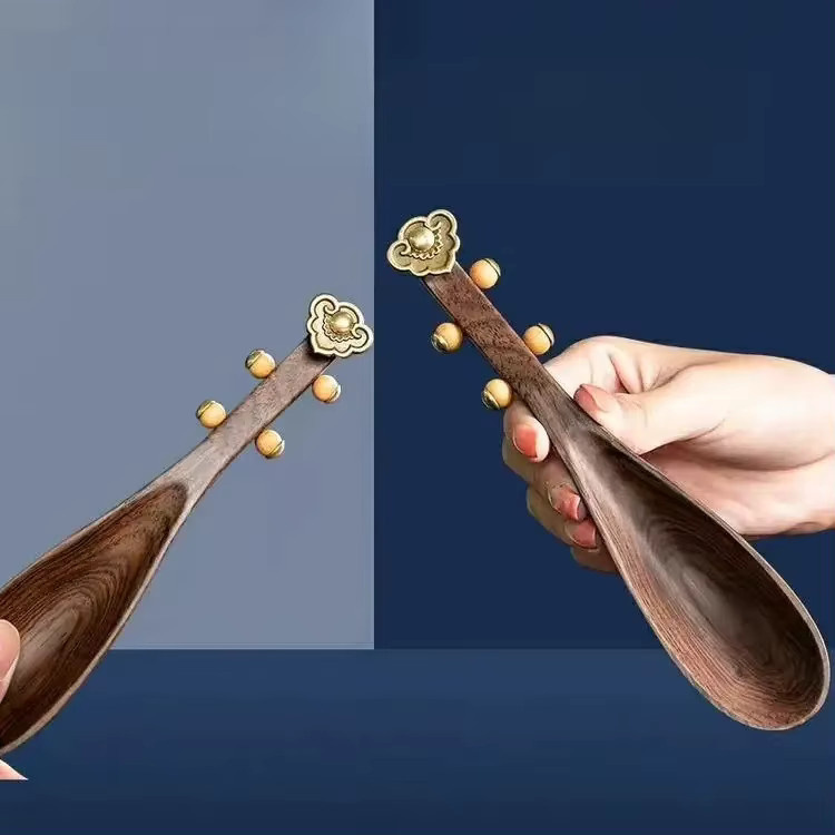 Ebenholz Pipa Teelöffel aus Massivholz in Braun für die Teezeremonie und das Tee-Brauen - Bild 3