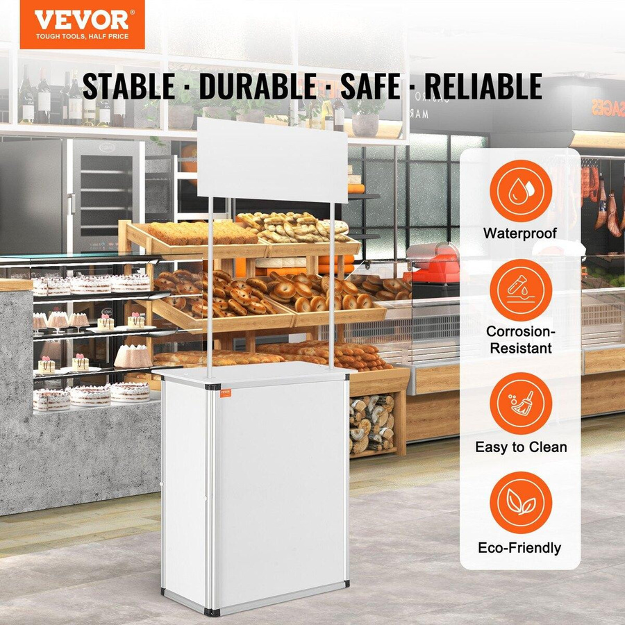 Tragbarer Messestand-Podesttisch von Buying Solutions, MB in Weiß mit Holzplatte und Aluminiumlegierung, B/T/H: 78,5 x 38 x 181,5 cm - Bild 3