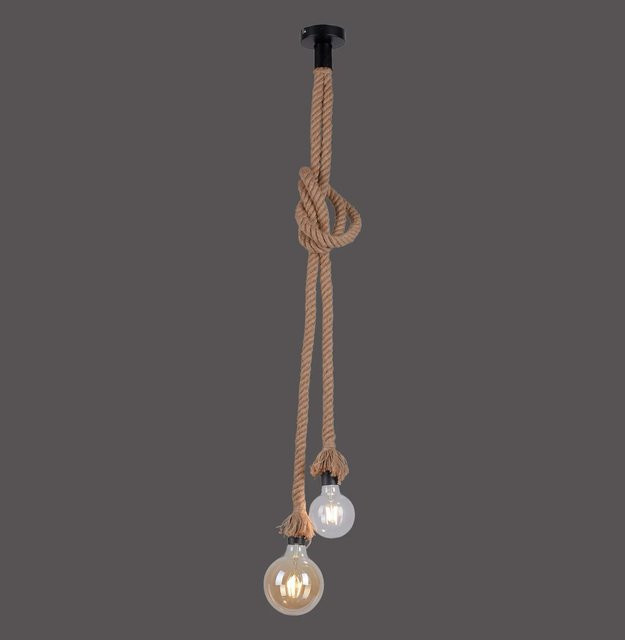 Just Light Pendellampe Rope 2-flammig Schwarz mit Tau-Design und E27 Fassung - Bild 1