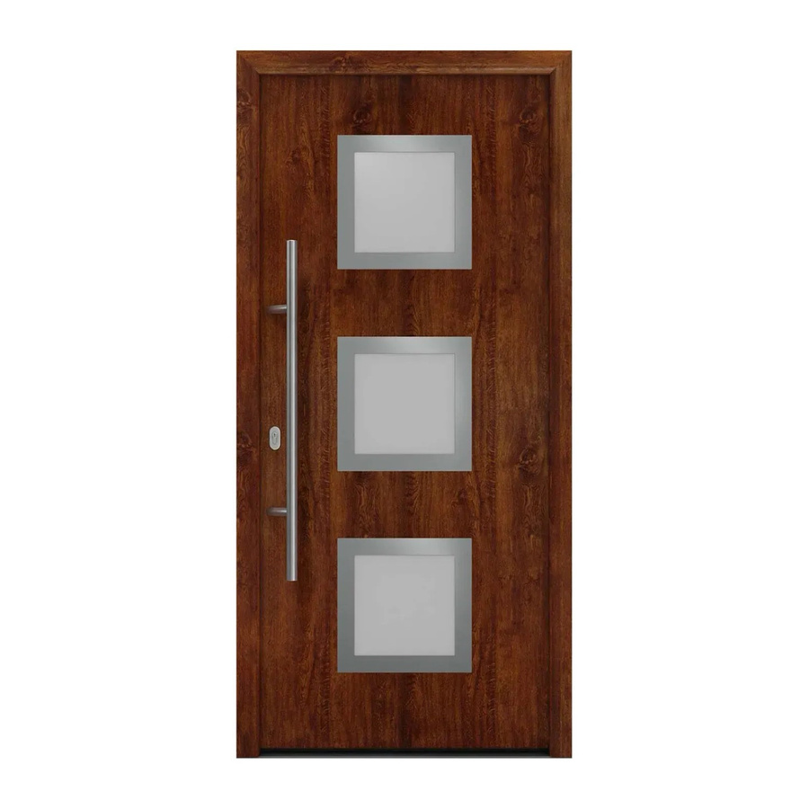 EcoStar Haustür Isopro IP 810S in Dark Oak, modern mit Glaseinsatz, Farbe Braun, B/H: 110 x 210 cm, DIN Links - Bild 2