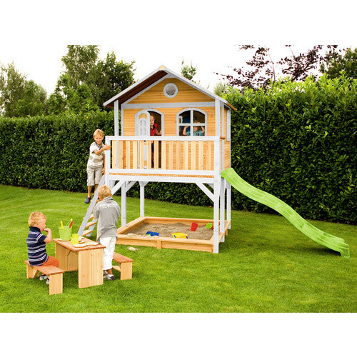 Axi Marc Spielhaus aus Holz in Braun, Weiß und Lindgrün, B/H/T: 432 x 293 x 212 cm - Bild 3