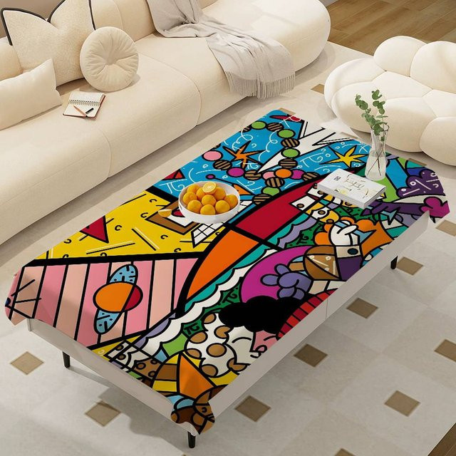 JINGYUE Pet Rechteckige Tischdecke mit Grafikprint, Wasserabweisend, Mehrfarbig, B: 200 cm, T: 150 cm - Bild 1
