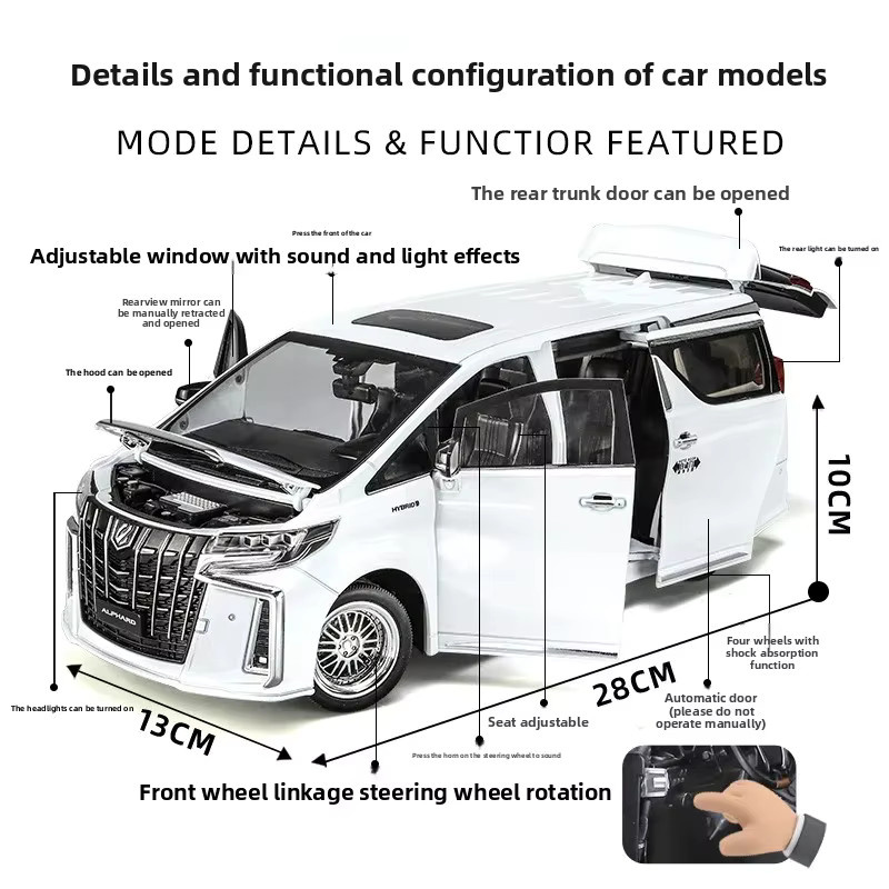 MAKEDA 2023 Alphard MPV, Modellauto, 1:18, Metall, mit Licht und Sound - Bild 4