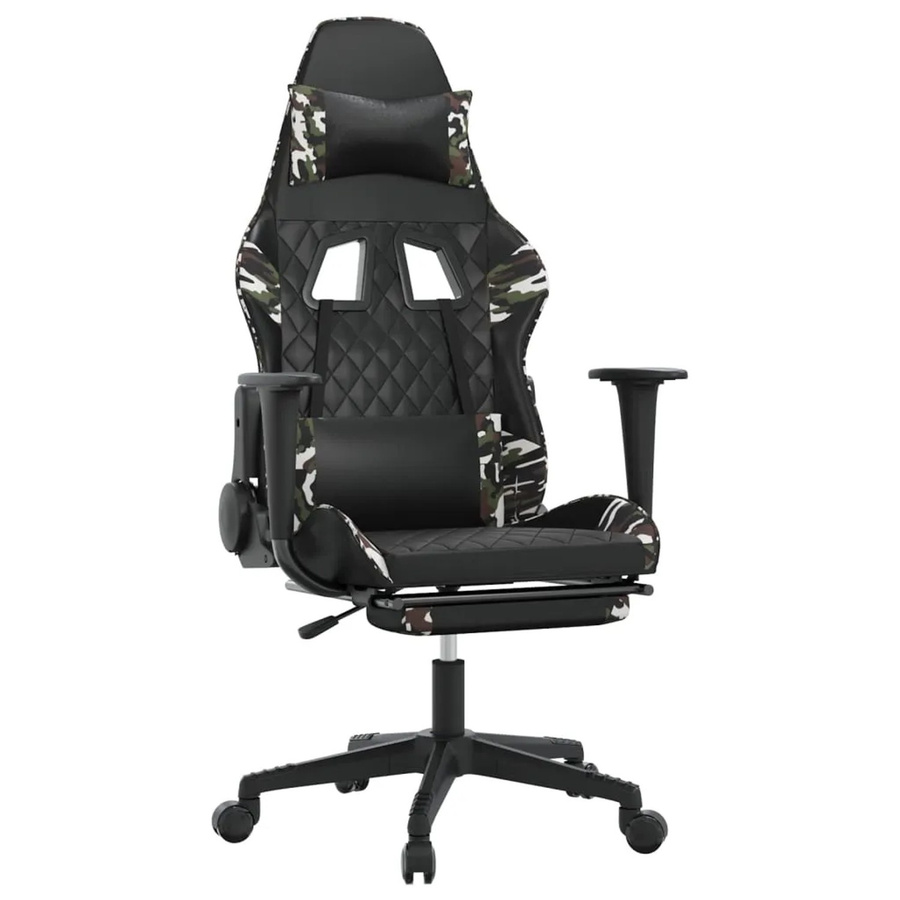 vidaXL Gaming-Stuhl Modell 9 in Schwarz und Multicolour mit Fußstütze und Kopfstütze aus Kunstleder - Bild 2