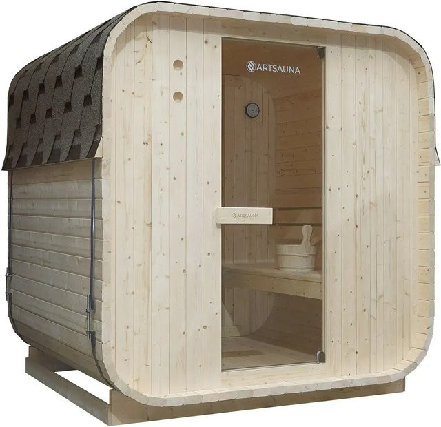 Artsauna Cube Fasssauna Nolvik L für 4 Personen mit 6 kW Ofen und Zubehör im Cube Design - Bild 2