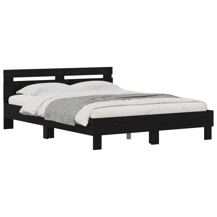 vidaXL Bettrahmen in Schwarz und Eichen-Optik aus Holzwerkstoff, B/T/H: 140 x 200 x 145 cm - Bild 2
