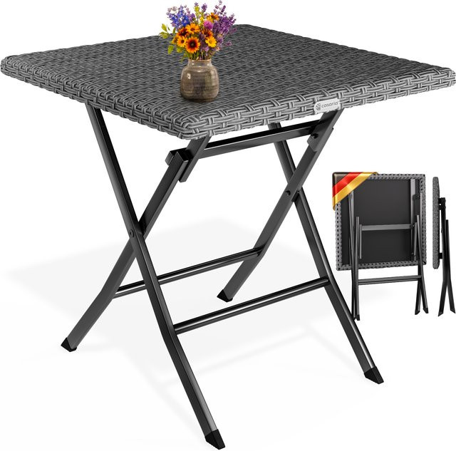 Casaria Polyrattan Klapptisch Rom in Anthrazit B/T/H: 75 x 65 x 65 cm - Bild 1