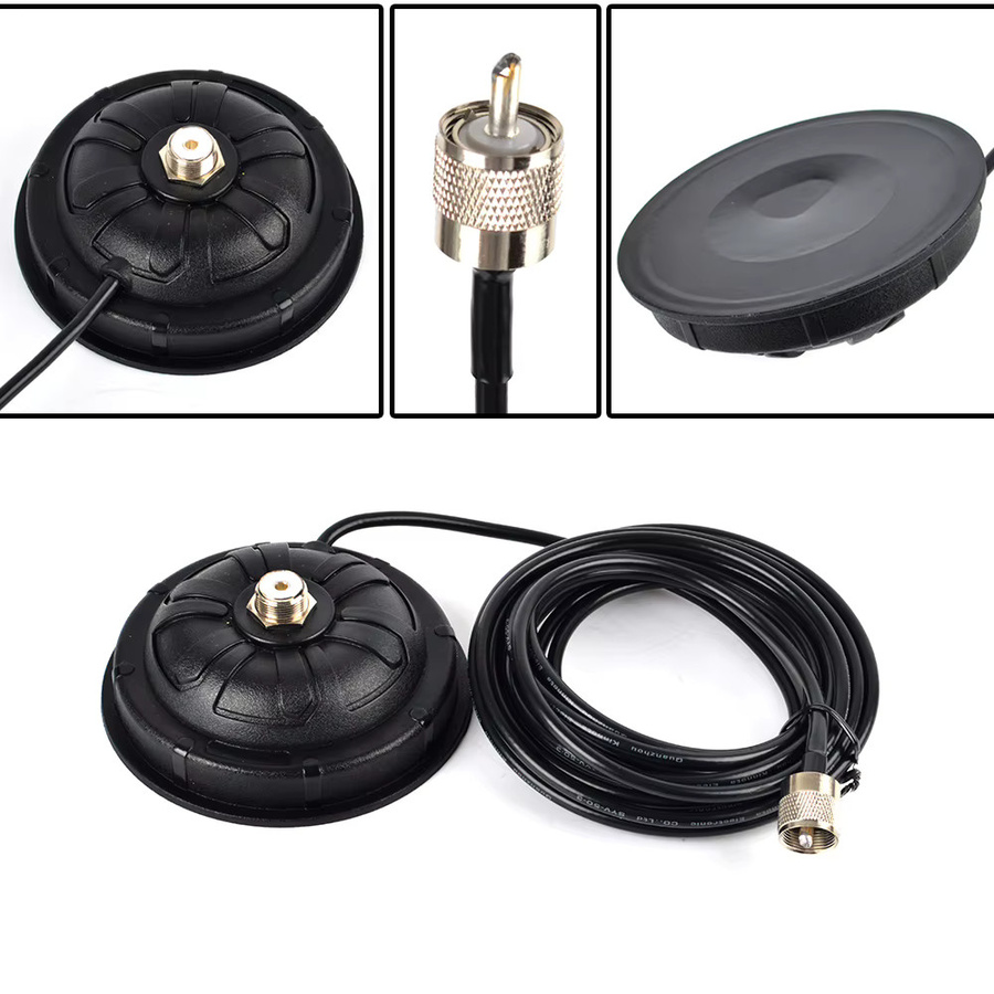 RUNUPTOP Magnetische Antennenbasishalterung mit 5 m RG-58-Kabel und PL-259 Stecker in Schwarz für Cobra Midland Uniden Handfunkgeräte und CB-Radios - Bild 4