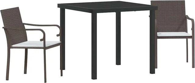 vidaXL Garten Essgruppe aus Poly-Rattan und Stahl in Braun mit Tisch und 2 Stühlen, B/T/H: 80 x 73 x 80 cm - Bild 1