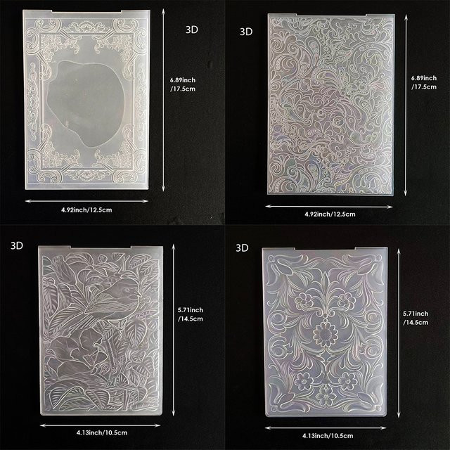 3D-Prägefolder mit Vogel- und Blumenmuster aus transparentem Kunststoff für DIY-Scrapbooking, Kartenherstellung und Papierhandwerk - Bild 1