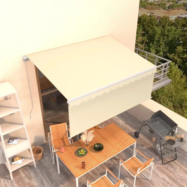 Furnicato Markise manuell einziehbar mit Rollo aus Polyester in Creme, B x H: 3,5 x 2,5 m - Bild 1