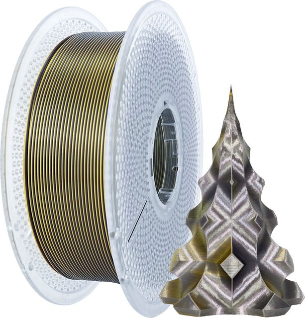 BING3D Seiden-PLA Coextrusions-Filament Zweifarbig Gold Schwarz 1,75mm 1kg - Bild 1