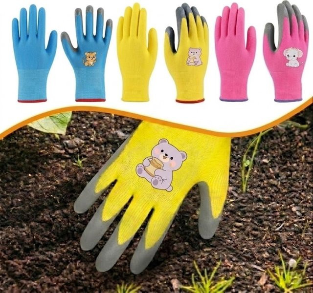 YUMARCH Kinder-Gartenarbeitshandschuhe mit griffiger Gummibeschichtung in Pink - Bild 1