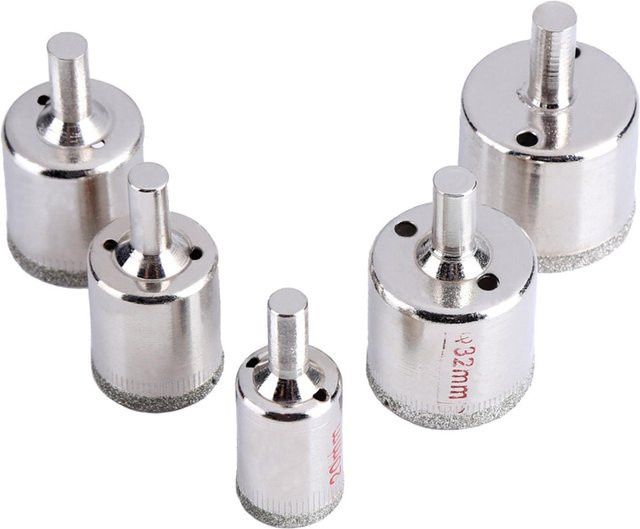 Fishine Diamant Lochsäge Bohrer Set für Glas, Marmor, Granit und Schiefer, 5 Stück, Silber - Bild 1
