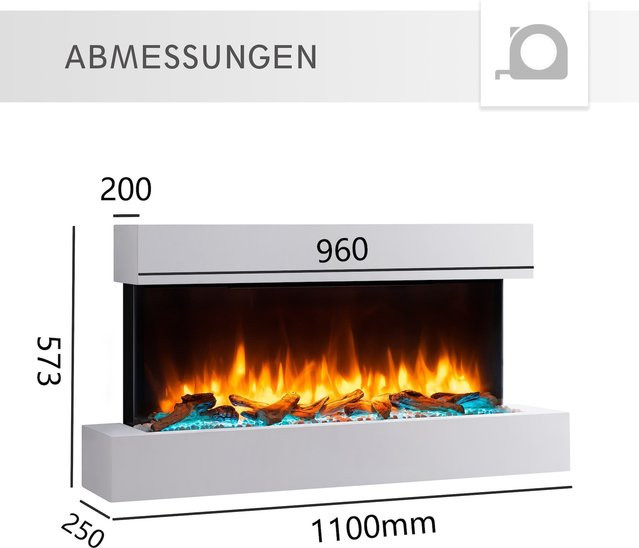 BALDERIA Elektrokamin Ignis Wandkamin mit 2000 W Heizung in Weiss, B/H/T: 110 x 57,3 x 25 cm - Bild 1