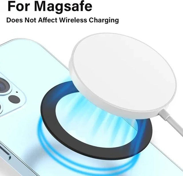 WSSHE Handy-Magnetplatte für MagSafe, kabelloses Laden, Magnetfolie-Aufkleber-Patch für iPhone 16, 17 und Xiaomi, in Schwarz oder Weiß - Bild 1