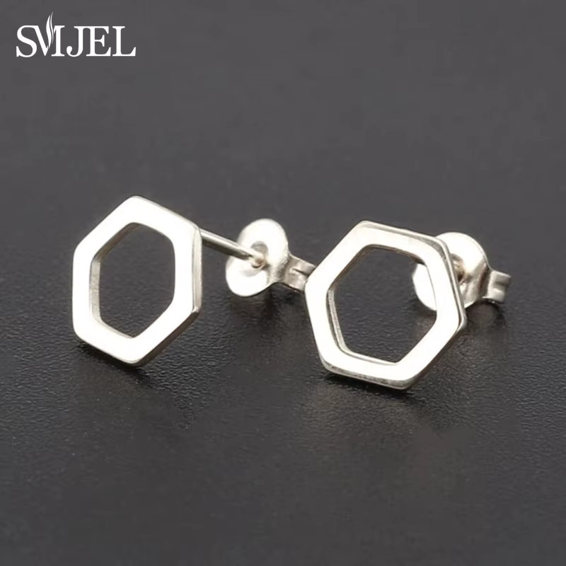 Smejl Ohrstecker Edelstahl, Sechseck, Geometrische Form, Unisex - Bild 3