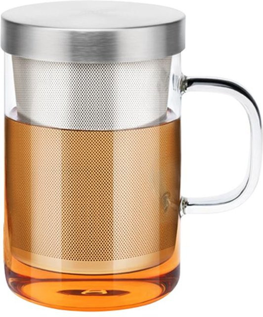 CosyHome Infuser Teetasse aus Borosilikatglas mit Filter und Deckel, Weiß, 450 ml - Bild 1
