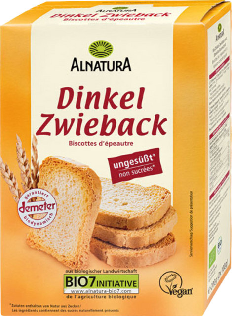 Alnatura Bio Dinkel Zwieback ungesüßt 200 g - Bild 1