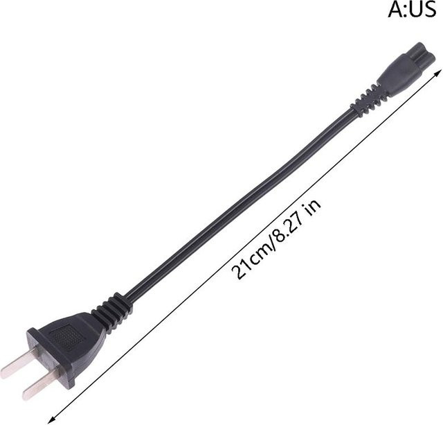 Universal 220V AC Ladekabel für wiederaufladbare Taschenlampen der Modelle 1101, 1106 und 1108 mit US-Stecker in Schwarz - Bild 1