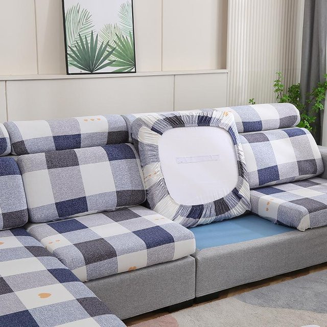 Elastischer Sofa-Sitzbezug von Yiran bag in Grau mit floralem Muster, weicher und rutschfester Couch-Bezug aus Polyester-Elastan-Mix - Bild 1