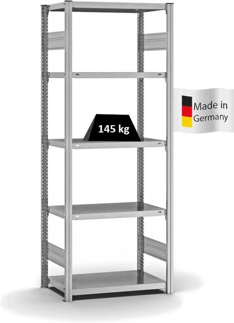 PROREGAL Fachbodenregal Stecksystem T-Profil Light-Duty, verzinkt, Farbe: Silber, H x B x T: 200 x 75 x 40 cm, 5 Ebenen, beidseitig nutzbar - Bild 1