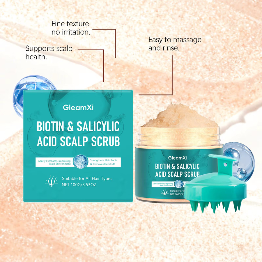 Gleamxi Kopfhautpeeling mit Salicylsäure und Massagebürsten-Set, Fettiges Haar - Bild 5