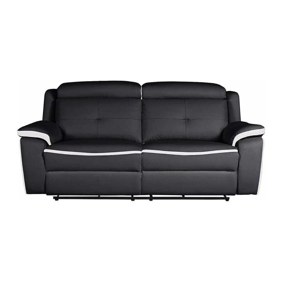 Vente-unique Relaxsofa Angelique aus Leder in Schwarz-Weiß mit Breite: 207 cm - Bild 2
