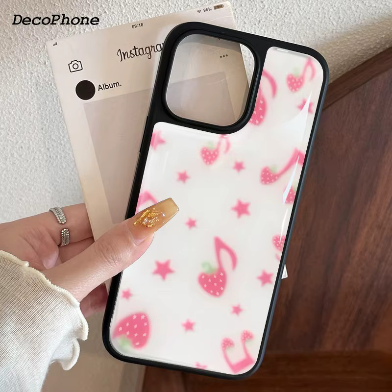 DecoPhone Handyhülle mit rosa Erdbeer-Motiv und Cartoon-Sternen für iPhone, Farbe: Pink - Bild 2