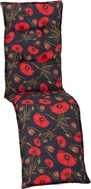 Beo Relaxauflage Trondheim mit roten Mohnblüten in Schwarz-Rot, atmungsaktiv und aus Baumwolle-Polyester-Gemisch - Bild 1