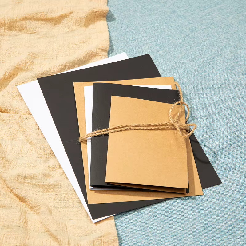 20 Stück weiße Kraftpapier Grußkarten im Retro-Design zum Selbergestalten (DIY) - Bild 1