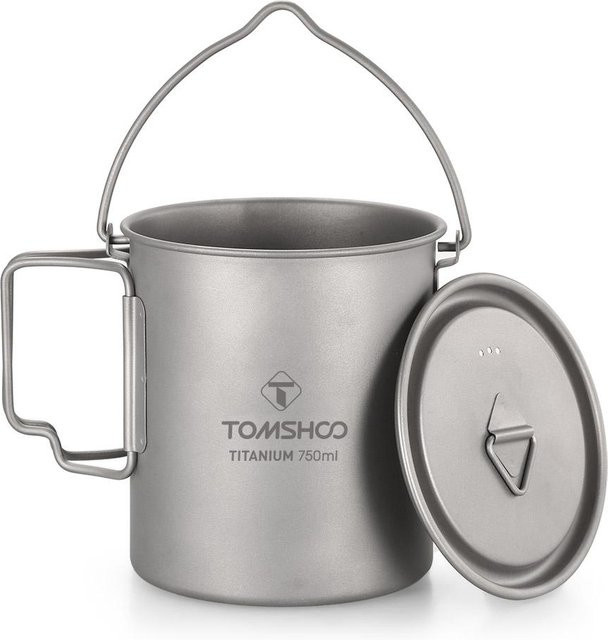 TOMSHOO Ultraleichter Titantopf mit Deckel, tragbarer Campingkochtopf aus Titan, Grau, 750 ml - Bild 1