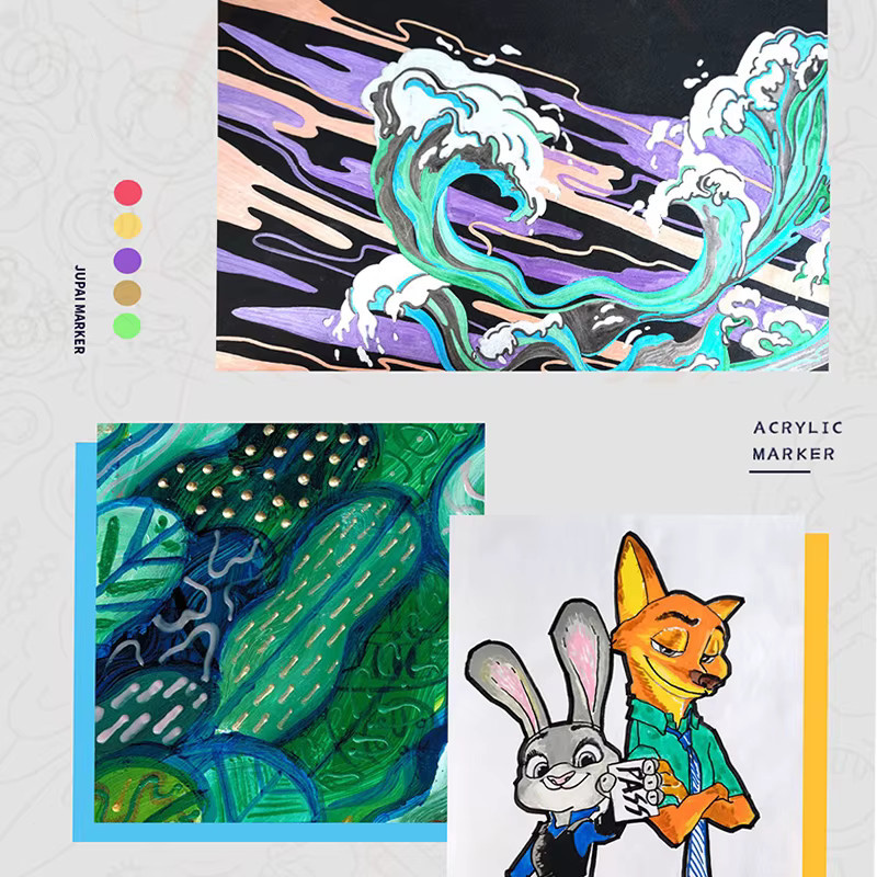 JUPAI Colors Acryl-Farbstifte in Multicolour, wasserbasierte Permanentmarker zum Zeichnen und für Manga, 5 g pro Stift - Bild 3