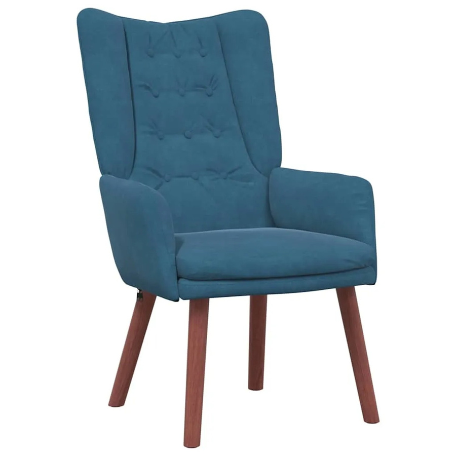vidaXL Relaxsessel Blau aus Samt mit Armlehnen und Metallrahmen, B/T/H: 63 x 67 x 94 cm - Bild 2