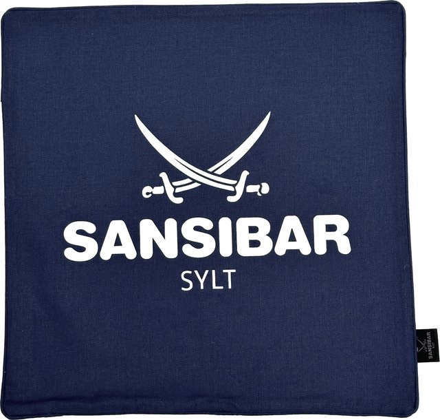 Kissenhülle SANSIBAR quadratisch aus Baumwolle in Blau mit maritimem Grafikdesign, B/T/H: 45 x 45 x 1 cm - Bild 1
