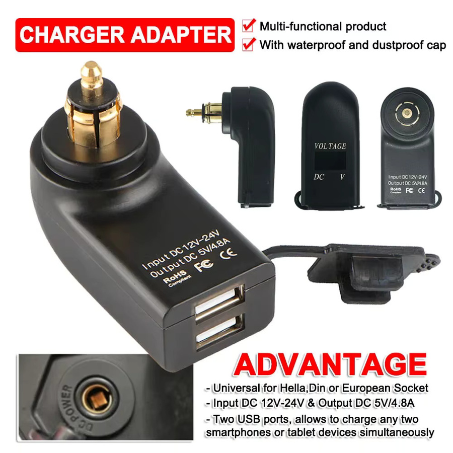 Motorrad Dual USB Steckdose Ladegerät Adapter RI2FR in Schwarz und Blau für BMW R1200RT F850GS F700GS F800 GS/ST R1300GS ADV R12 R1200GS R1250GS - Bild 6