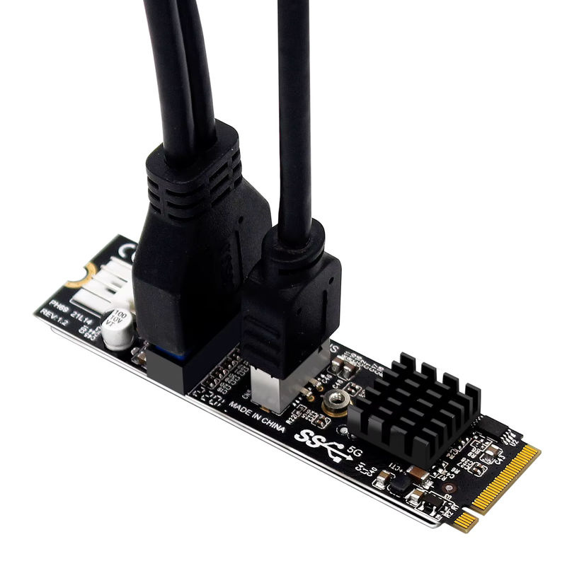 T.F.SKYWINDINTL M.2 M-Key PCIe zu USB 3.1 Typ-C und 19/20 Pin Erweiterungskarte PH69 in Schwarz - Bild 5