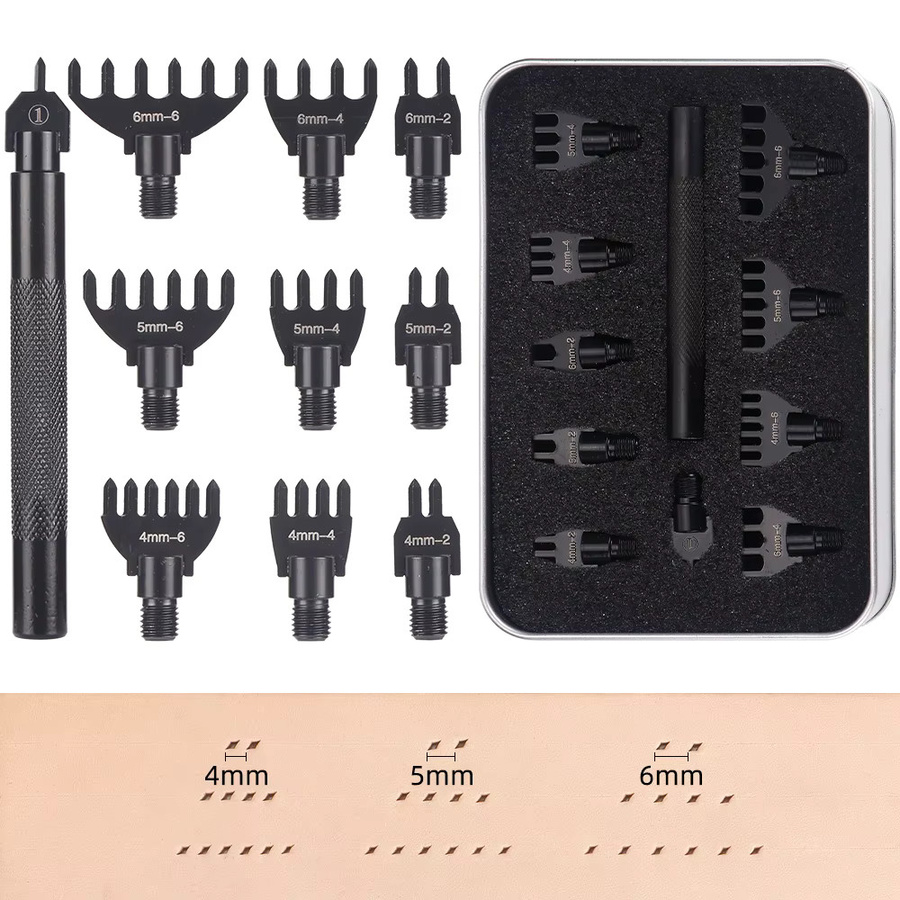 QJH Leder-Stanzwerkzeug-Set mit 4/5/6 mm Stanzabstand für professionelles DIY-Leder-Schneiden und Lochen - Bild 4