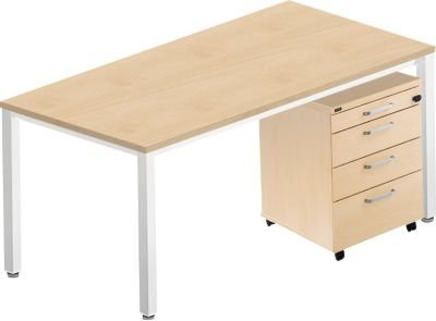 BEXXSTAR Schreibtisch-Komplettset mit Rollcontainer in Ahorn-Dekor, Breite: 160 cm - Bild 1