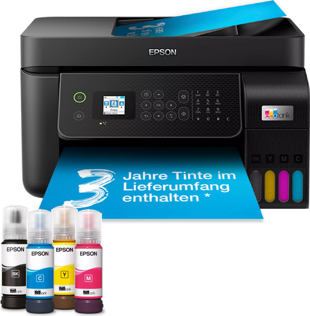 Epson EcoTank ET-4800 Multifunktionsdrucker in Schwarz mit Drucken, Scannen, Kopieren, Faxen, WLAN und LAN - Bild 1