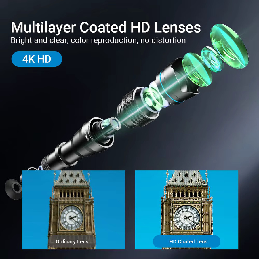 APEXEL HD Teleobjektiv mit 20x-40x Zoom für Smartphones, kompatibel mit Samsung, iPhone und Xiaomi, Schwarz - Bild 2