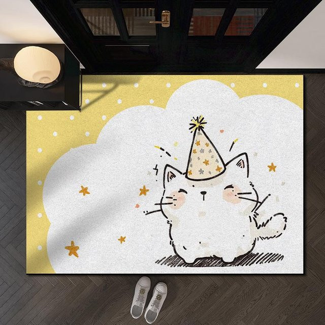 Cartoon Seidenkreis Schmutzabweisende Eingangstür-Matte aus Polyester, Gelb, B/T: 60 x 40 cm - Bild 1