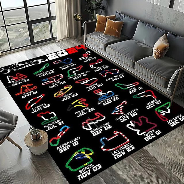 Magic Zhu Motorsport Teppich mit Formel 1 Rennstrecken-Design Imola und Monaco, Mehrfarbig, B/T: 120 x 80 cm - Bild 1