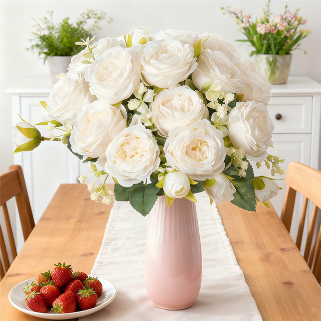 ZQCY Künstliche Pfingstrosen in Rosa als Dekoration für Hochzeit, Valentinstag und Wohnzimmer - Bild 1