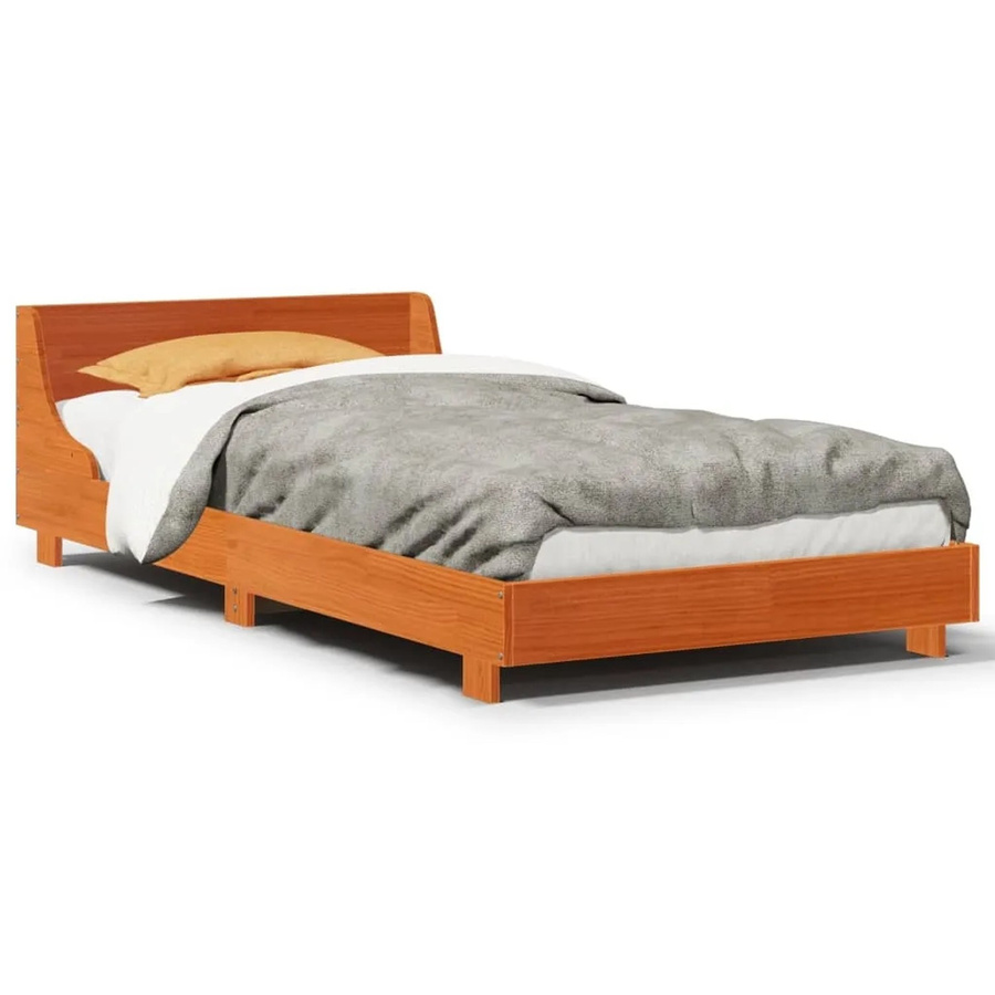 vidaXL Massivholzbett aus Kiefernholz in Wachsbraun, B/T/H: 90 x 190 x 93,5 cm - Bild 2
