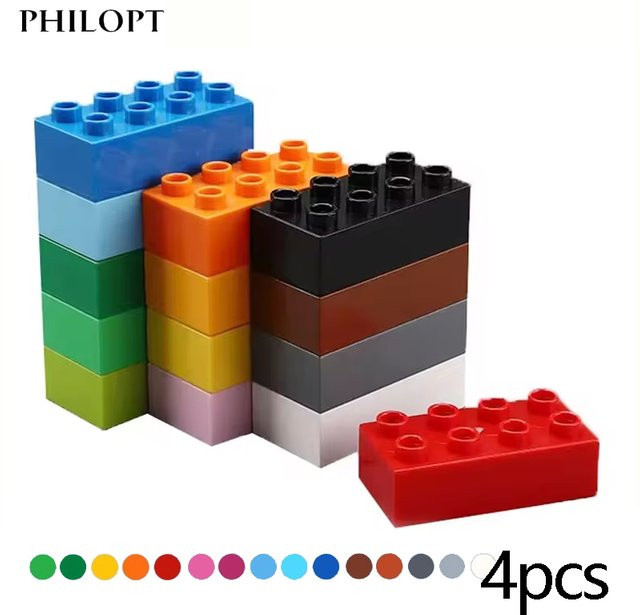 PHILOPT Baustein Figuren, Bunte Baustein Platte, 4-teiliges Set, Zubehör - Bild 1