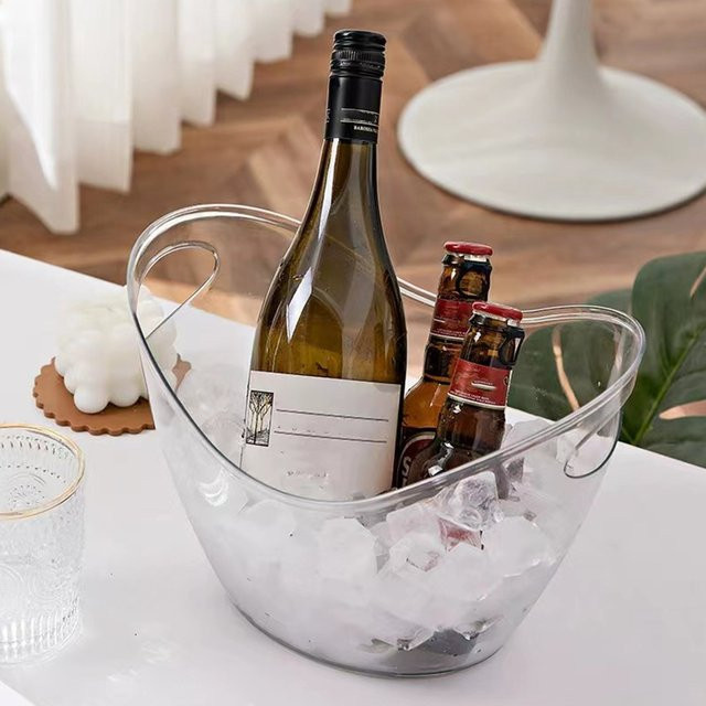 APWIKOGER Weineimer aus transparentem Kunststoff mit Griff als Eiswürfelbehälter und Eisaufbewahrungswanne für Partys - Bild 1