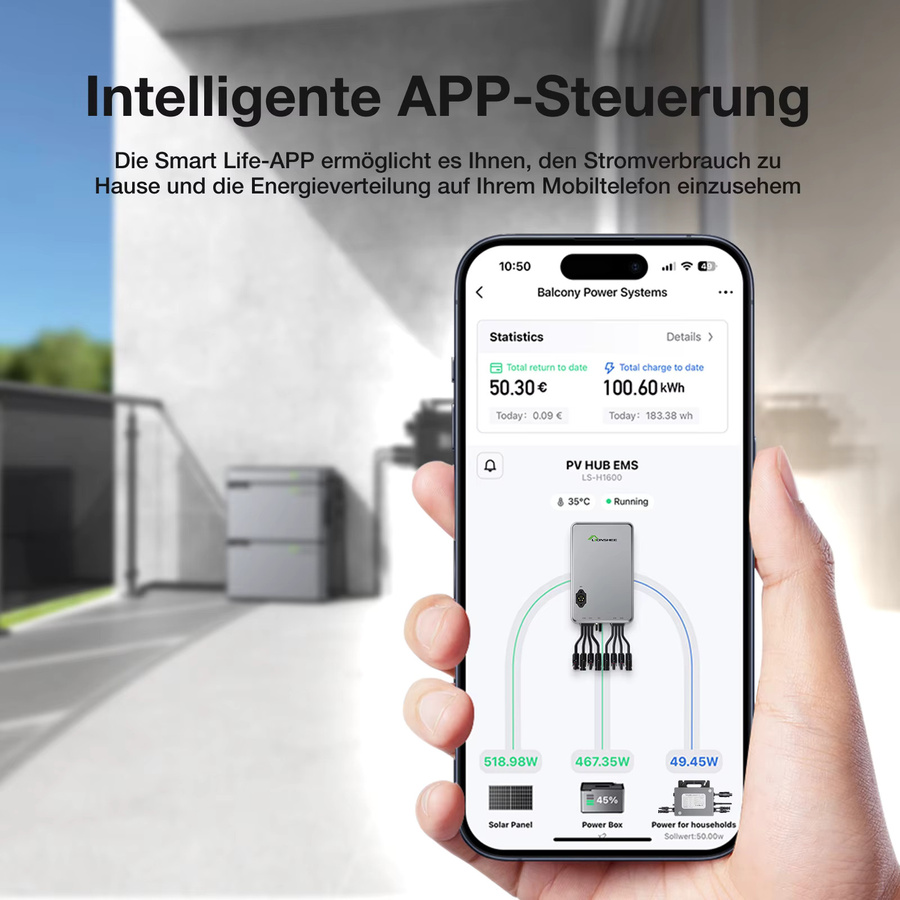 AUFU Solar-Speichersystem in Grau mit 3072Wh Kapazität, 3x 1024Wh LiFePO4-Batterien und 1600W Smart Solar Hub mit 2 MPPTs und App-Steuerung - Bild 5