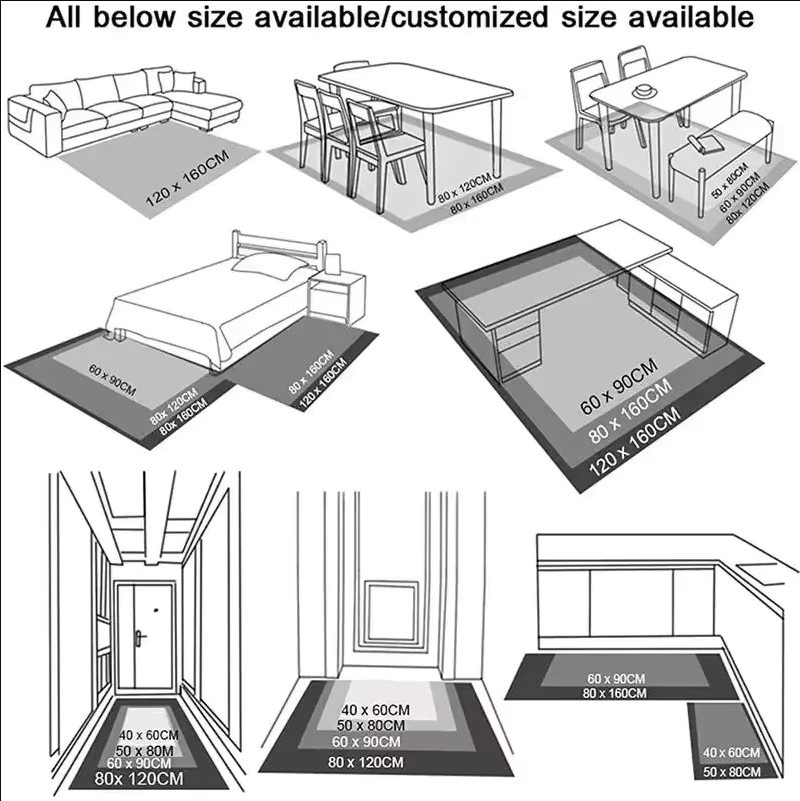 VIKAMA Moderner geometrischer Teppich in Grau mit Anti-Rutsch-Funktion für Wohnzimmer, Schlafzimmer und Büro - Bild 3