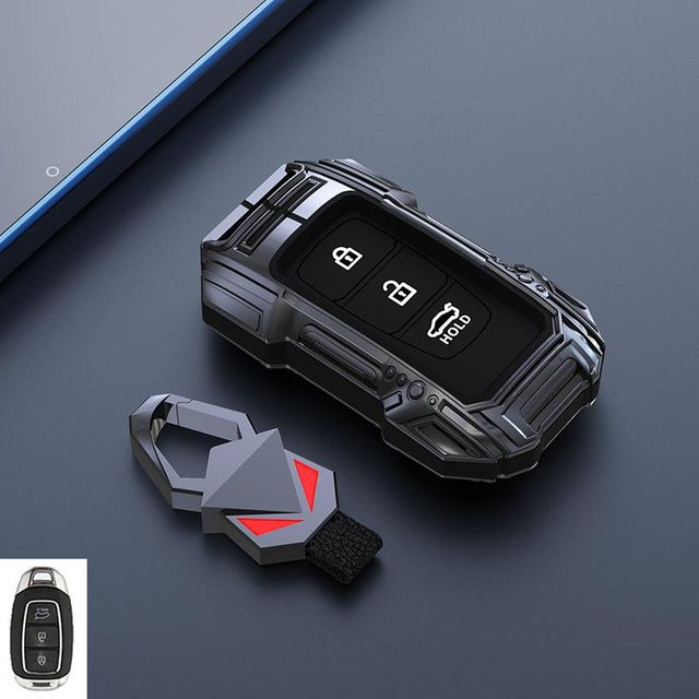 Schlüsselhülle aus Zinklegierung für Hyundai I30 Ix35 Kona Encino Solaris Azera Grandeur Ig Accent Santa Fe in Grau - Bild 1